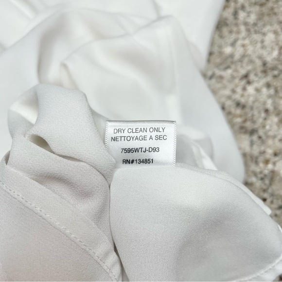 Wayf White Choker Keyhole Neck Back Long Sleeve Chiffon Top Blouse Small - Picture 7 of 9